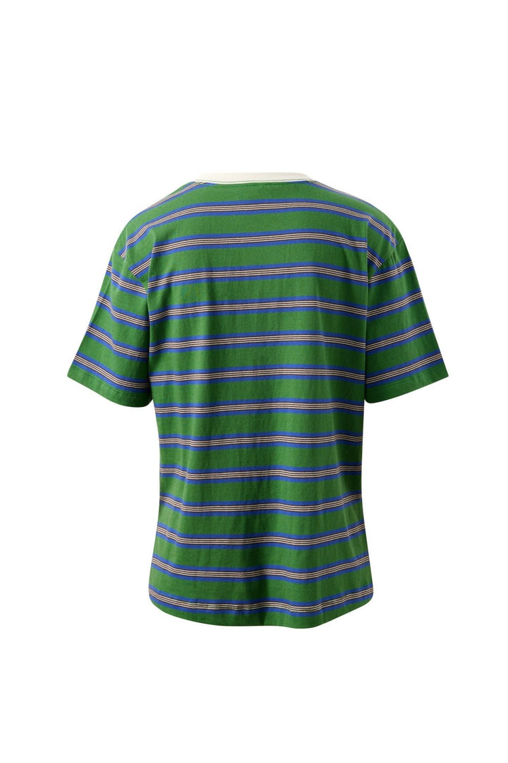 Stevie Slouchy Tee - Basil/Blue Stripe Tee shirt Ceres Life