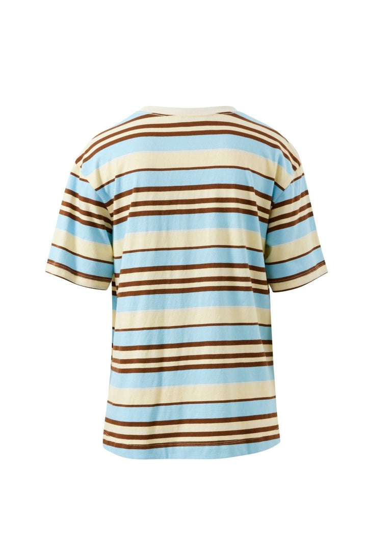 Stevie Slouchy Tee - Butter/Toffee/Fresh Blue Stripe t-shirt Ceres Life