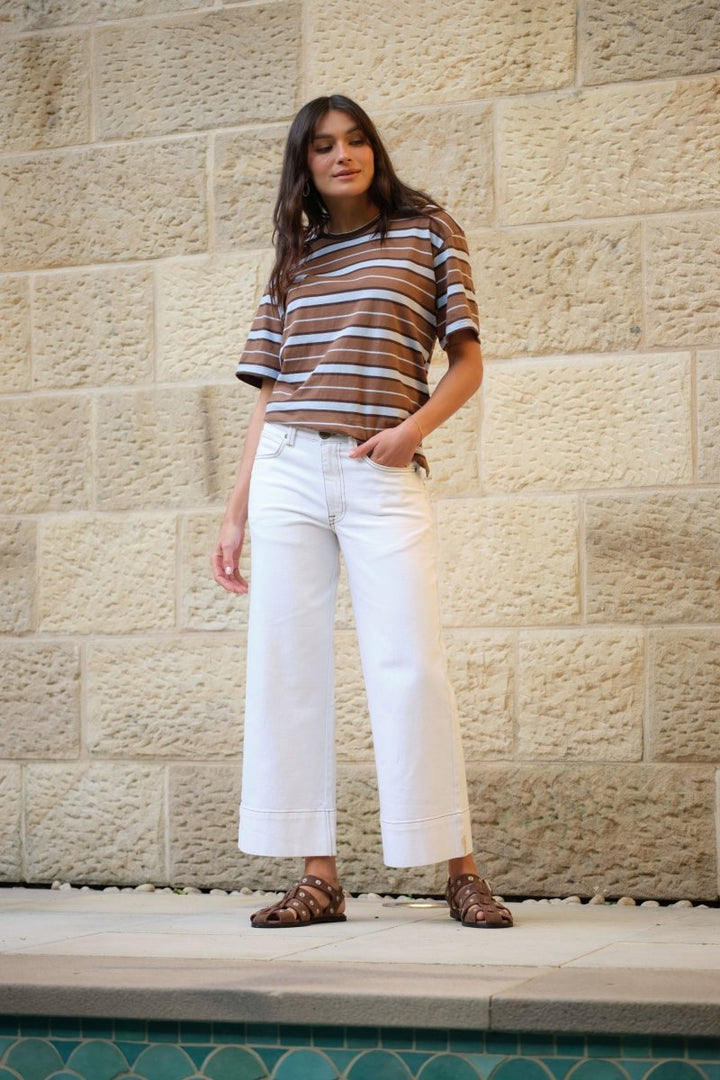 Stevie Slouchy Tee - Chalk / Choc t-shirt Ceres Life