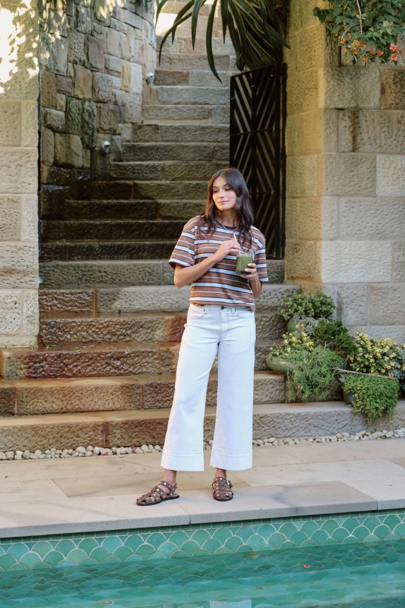 Stevie Slouchy Tee - Chalk / Choc t-shirt Ceres Life