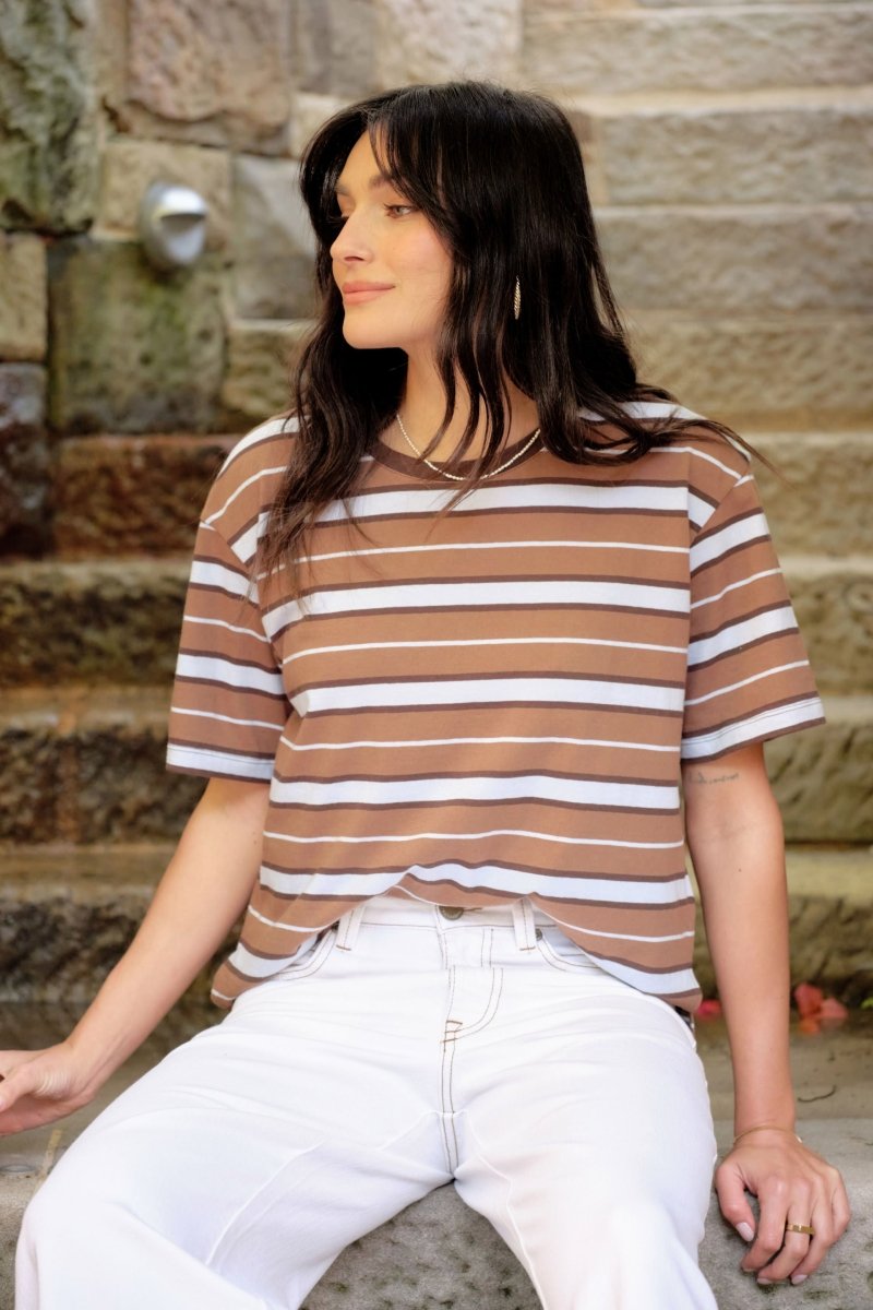 Stevie Slouchy Tee - Chalk / Choc t-shirt Ceres Life