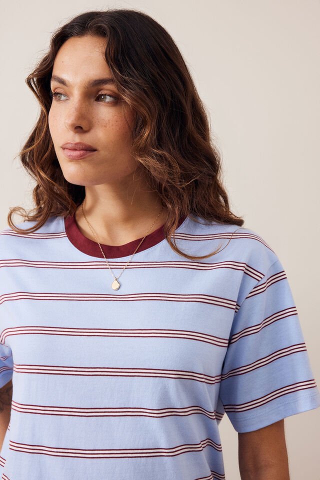 Stevie Slouchy Tee - China Blue / Mulberry Tee shirt Ceres Life