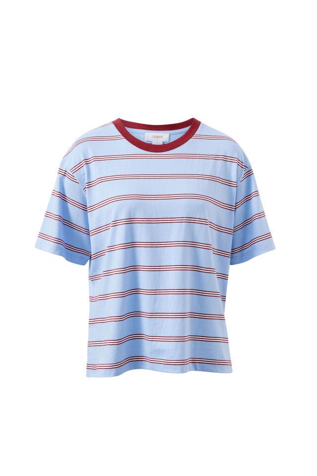 Stevie Slouchy Tee - China Blue / Mulberry Tee shirt Ceres Life