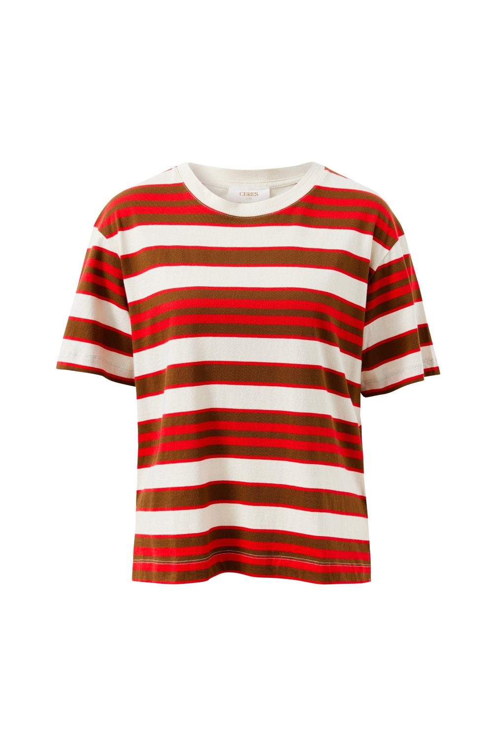Stevie Slouchy Tee - Heritage Red/Toffee Stripe Tee shirt Ceres Life