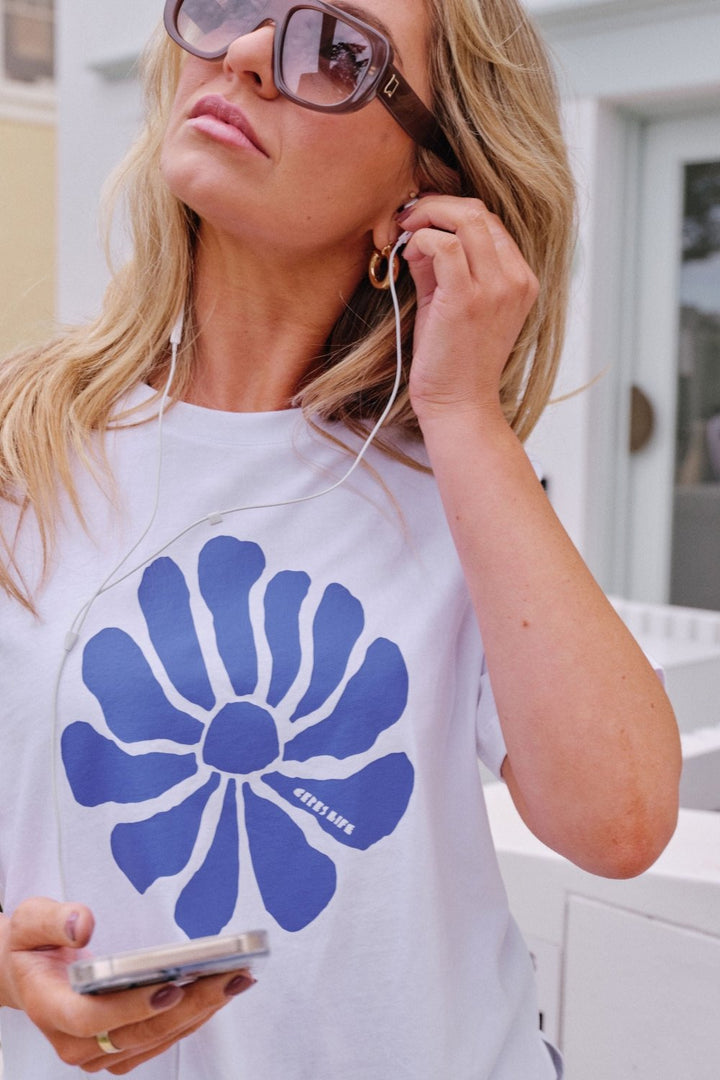 Stevie Slouchy Tee - White/Ceres Flora Tee shirt Ceres Life