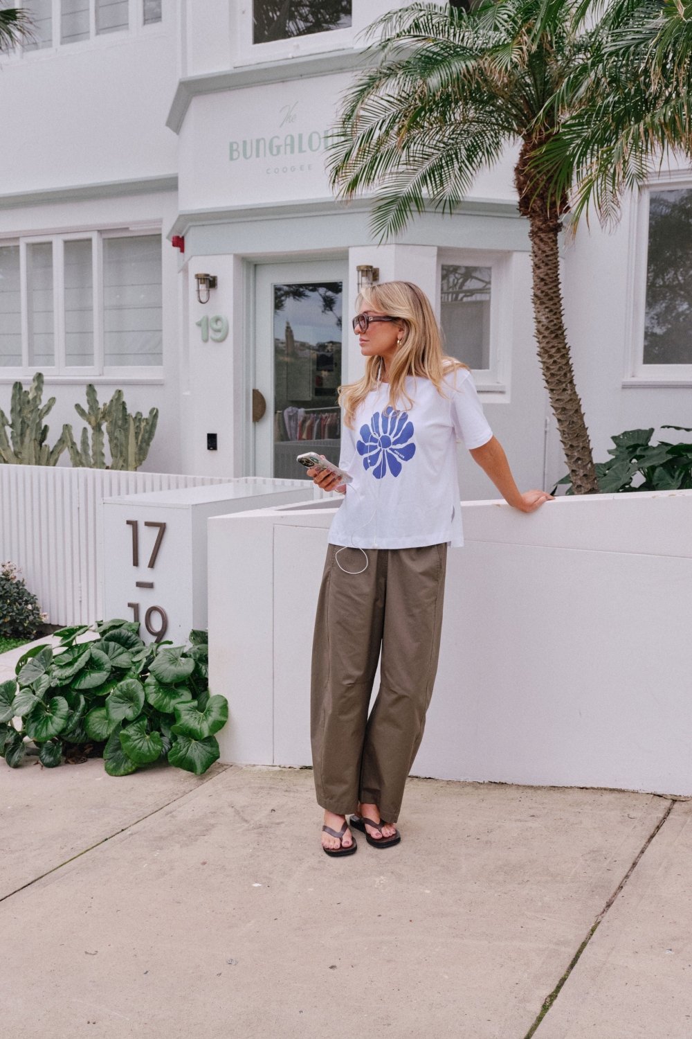 Stevie Slouchy Tee - White/Ceres Flora Tee shirt Ceres Life