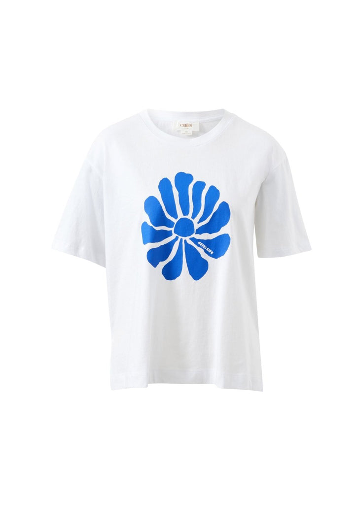 Stevie Slouchy Tee - White/Ceres Flora Tee shirt Ceres Life