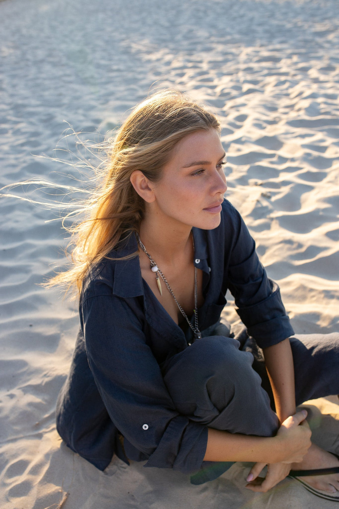 Storm Cloud Boyfriend Linen Shirt - Stanleyandstone