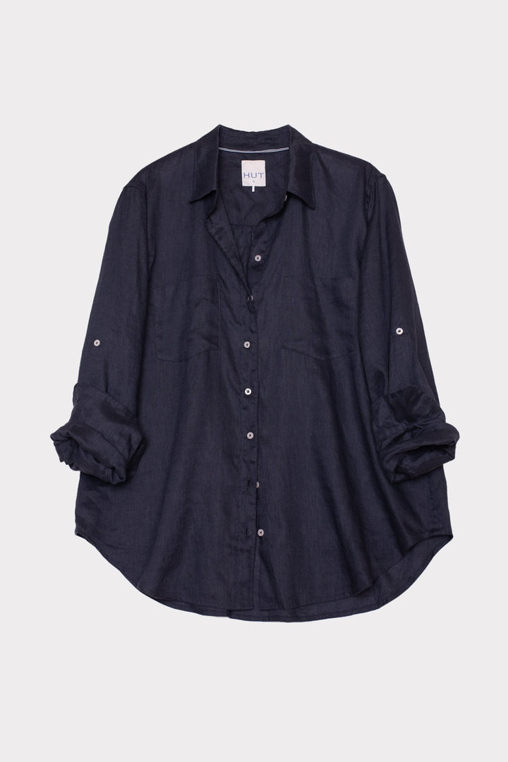 Storm Cloud Boyfriend Linen Shirt - Stanleyandstone