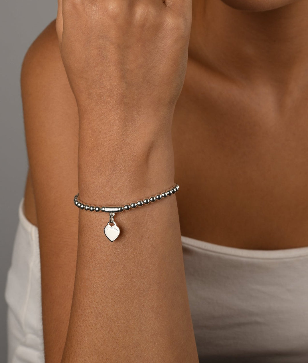 Stretchy Sterling Silver bracelet with VT flat heart - Stanleyandstone