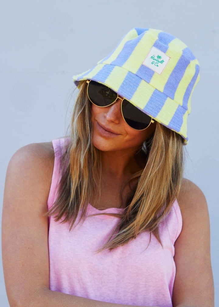 STRIPE BUCKET HAT - MAUVE/LEMON hammill & Co