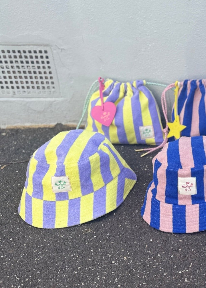 STRIPE BUCKET HAT - MAUVE/LEMON hammill & Co