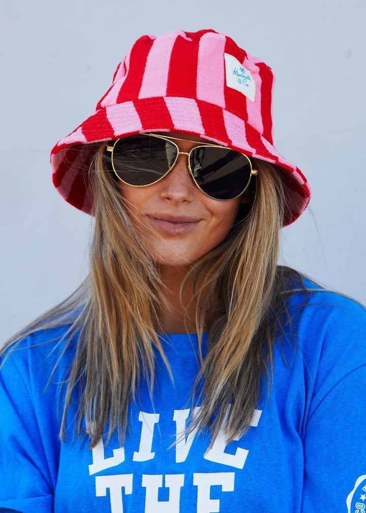 STRIPE BUCKET HAT - PINK/RED hammill & Co