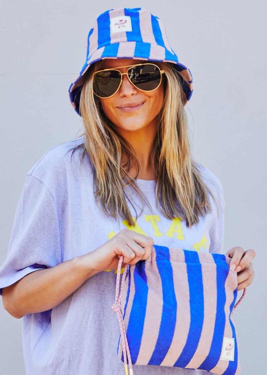 STRIPE BUCKET HAT - ROYAL/MUSK hammill & Co