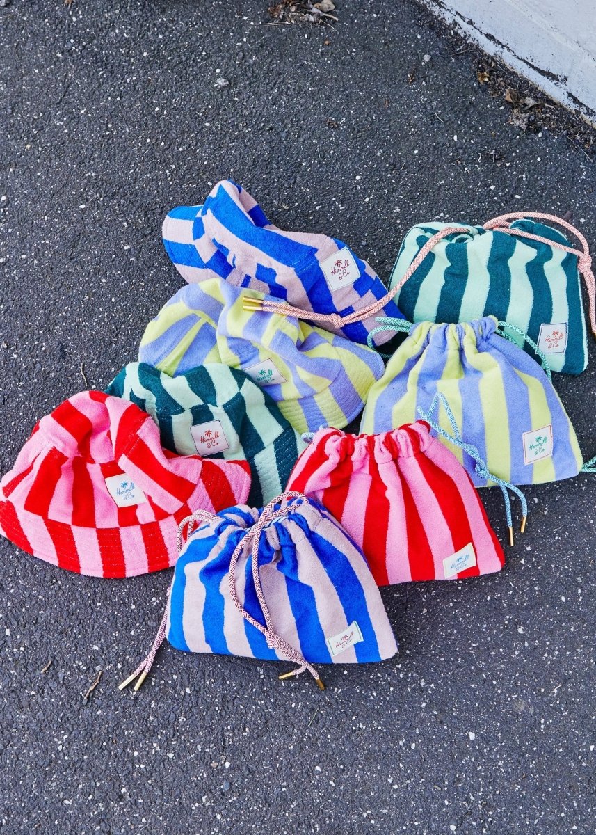 STRIPE DRAWCORD BAG - GREEN STRIPE hammill & Co