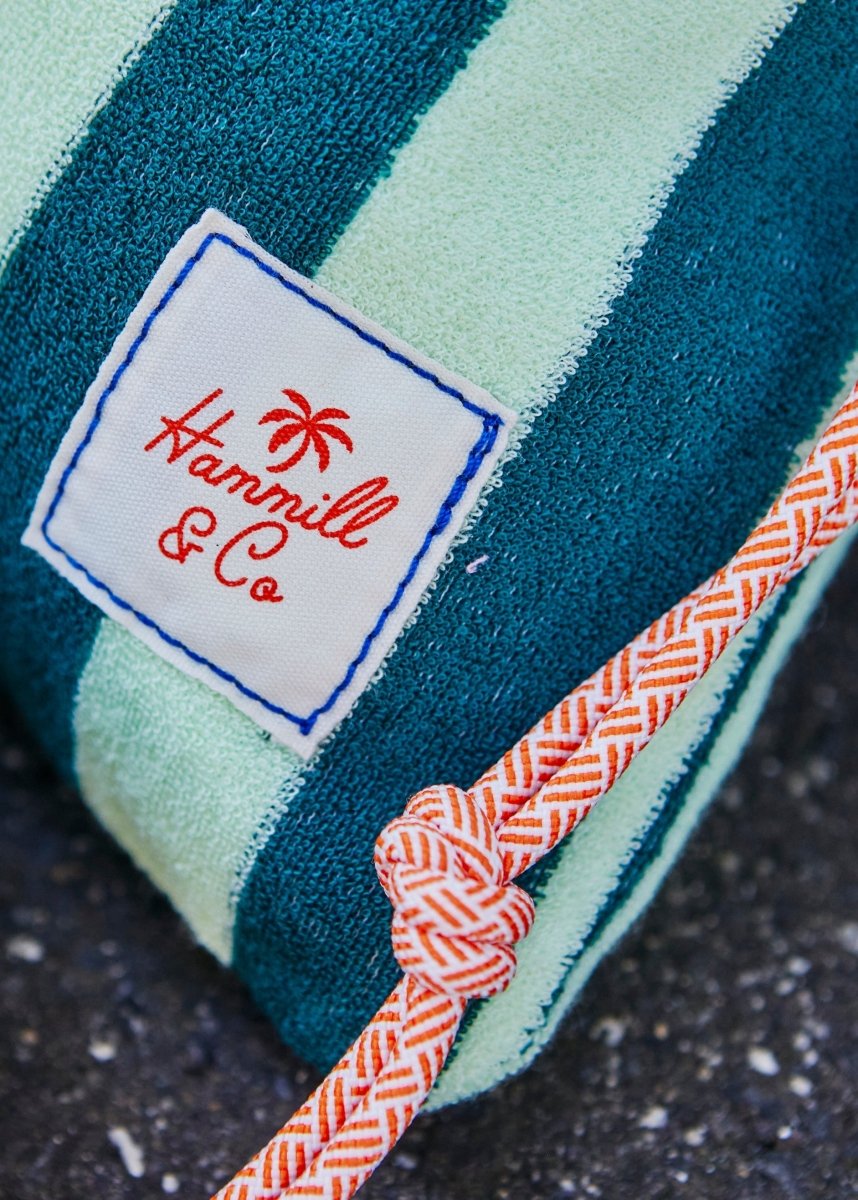 STRIPE DRAWCORD BAG - GREEN STRIPE hammill & Co