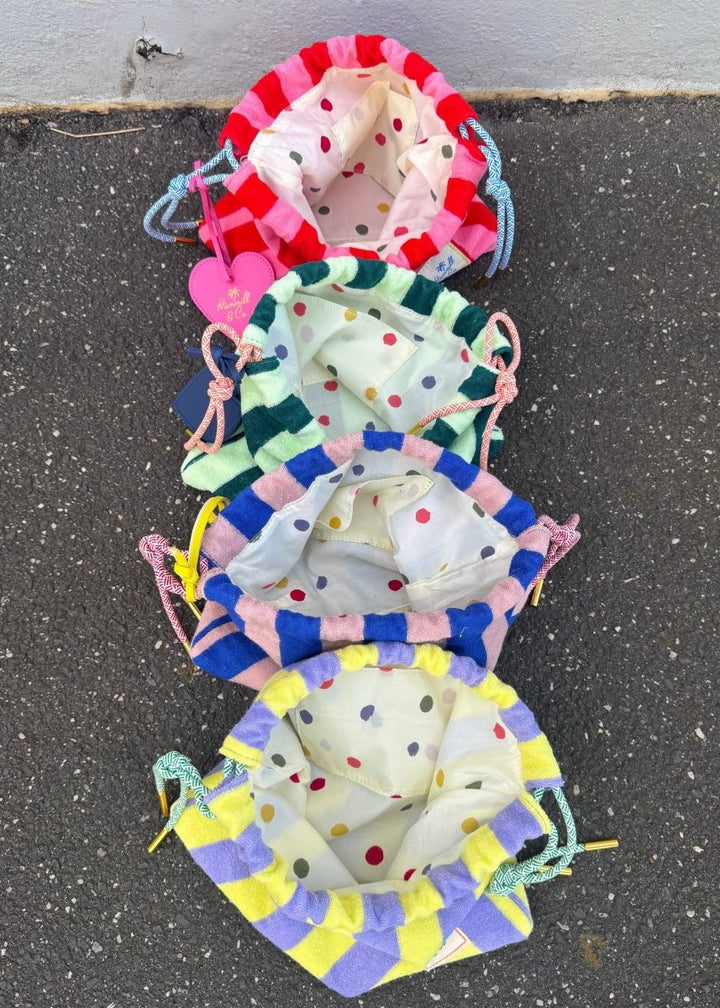 STRIPE DRAWCORD BAG - GREEN STRIPE hammill & Co