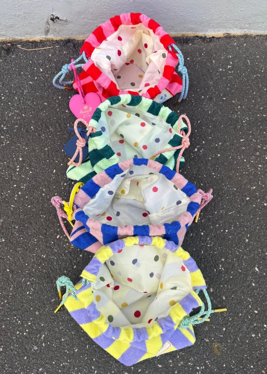 STRIPE DRAWCORD BAG - PINK/RED hammill & Co