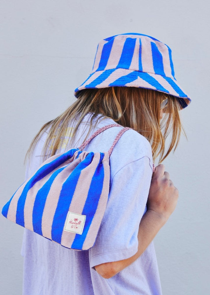 STRIPE DRAWCORD BAG - ROYAL/MUSK hammill & Co