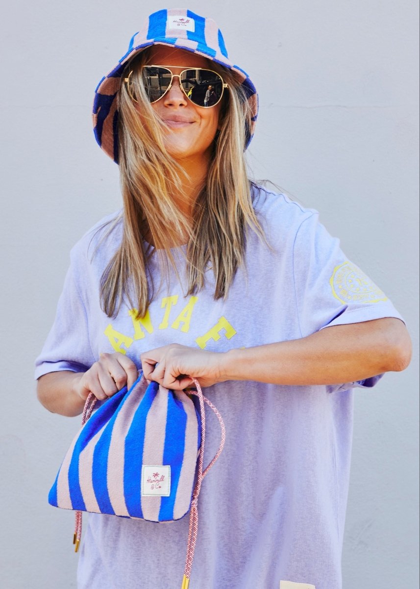 STRIPE DRAWCORD BAG - ROYAL/MUSK hammill & Co