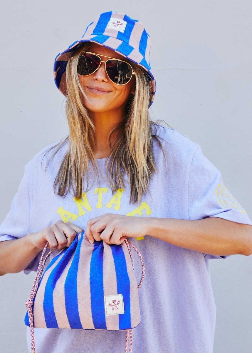 STRIPE DRAWCORD BAG - ROYAL/MUSK hammill & Co