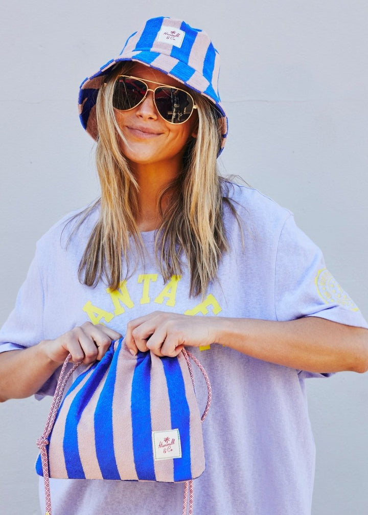 STRIPE DRAWCORD BAG - ROYAL/MUSK hammill & Co