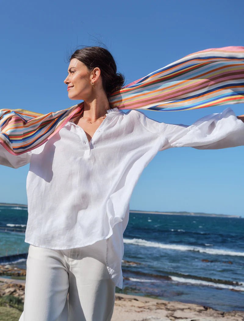 Sunday Stripe Silk Scarf scarf zjoosh