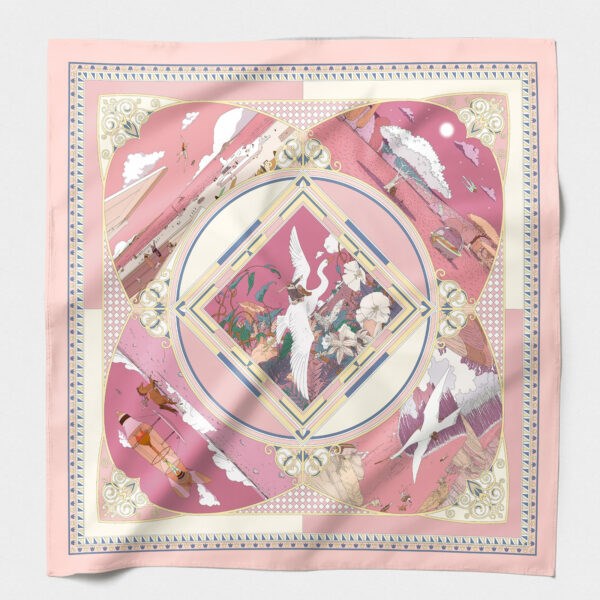MAISON FANLI Silk Scarf 50x50cm - Swan Silk MAISON FANLI