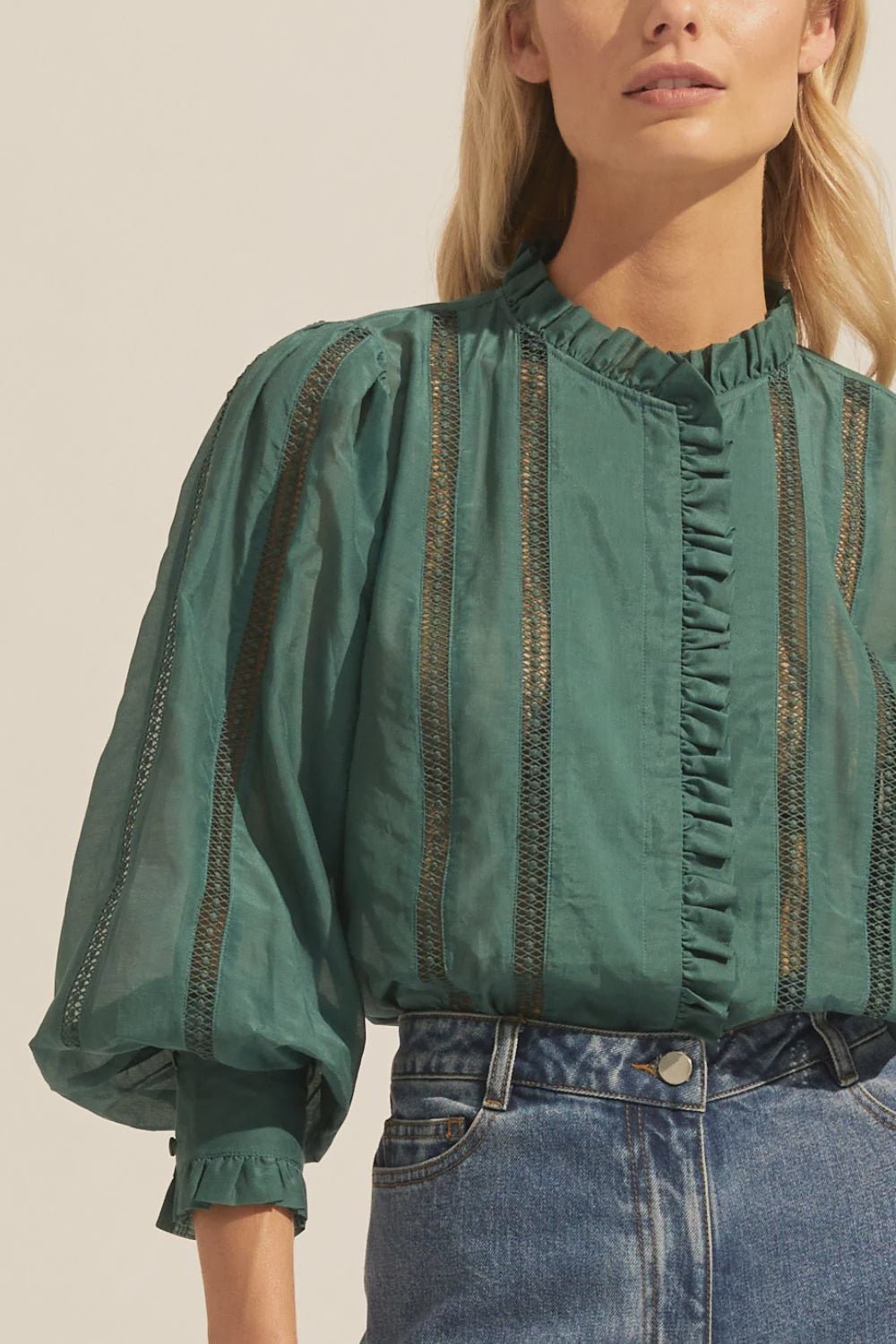 Swoon Top - Green blouse Zoe Kratzmann