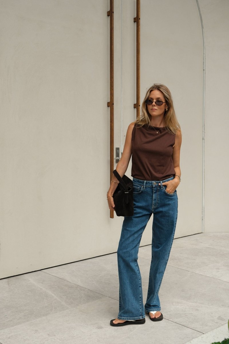 Tahlia Twist Strap Tank - Chocolate t-shirt Ceres Life