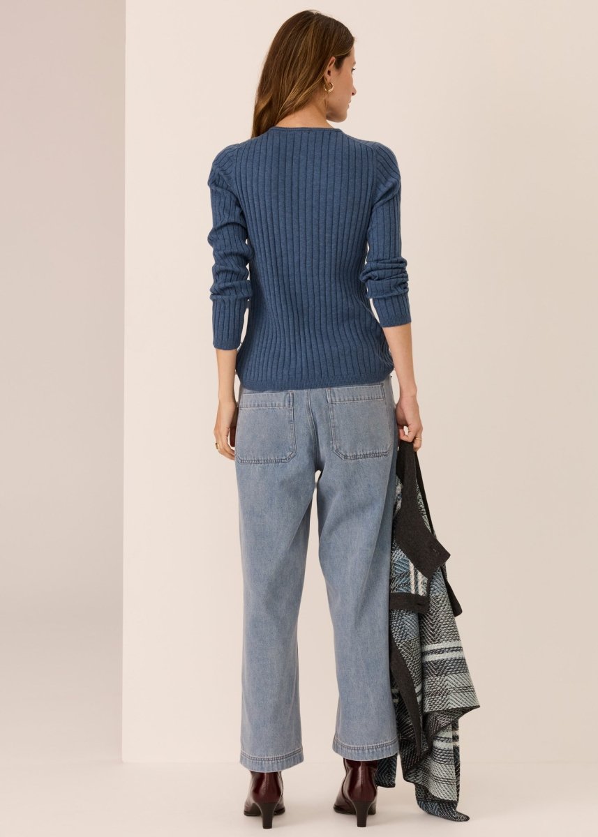 Tate Henley Knit - Blue knit POL