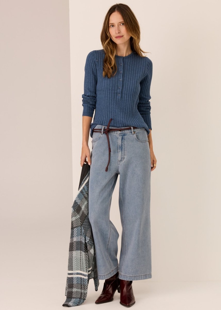 Tate Henley Knit - Blue knit POL