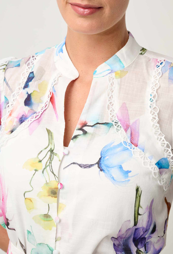 Thalia Lace Cotton Slub Shirt in Plume Blossom shirt Once Was
