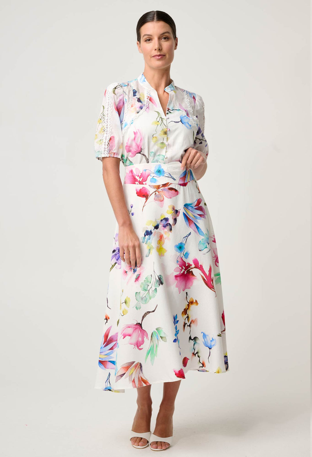 Thalia Lace Cotton Slub Shirt in Plume Blossom shirt Once Was