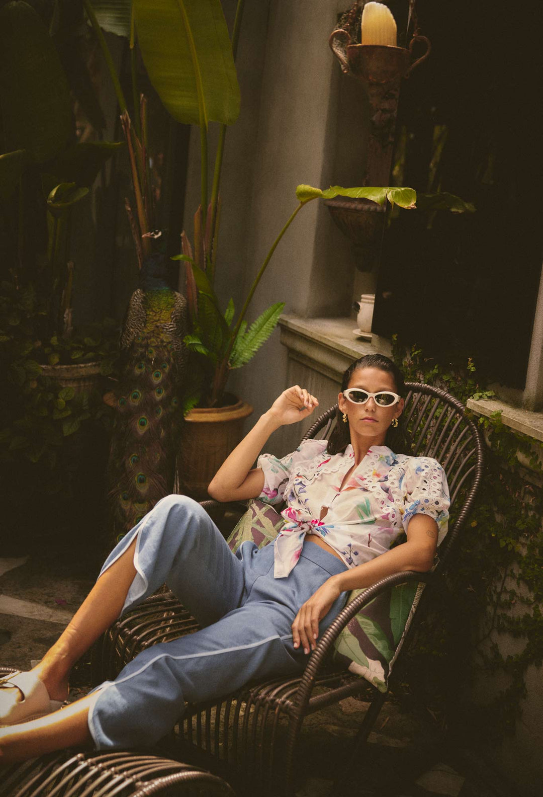 Thalia Lace Cotton Slub Shirt in Plume Blossom shirt Once Was