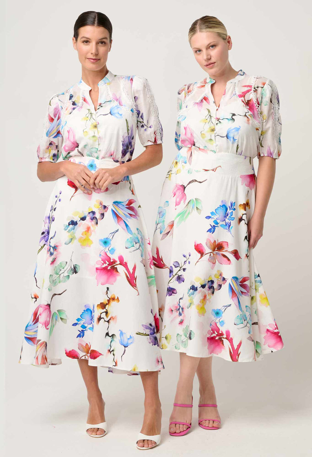 Thalia Lace Cotton Slub Shirt in Plume Blossom shirt Once Was