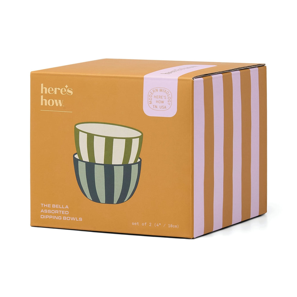 The Bella Dipping Bowls - Green *& Blue Stripe Here's How