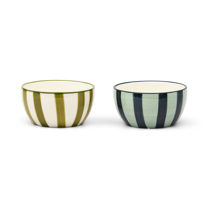 The Bella Dipping Bowls - Green *& Blue Stripe Here's How