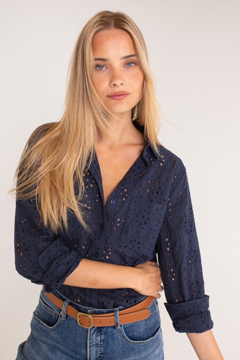 The Broderie Shirt Navy Shirt Hut