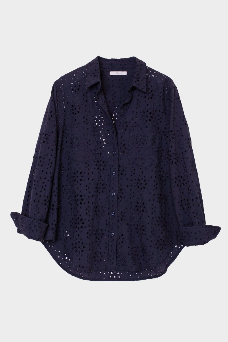 The Broderie Shirt Navy Shirt Hut