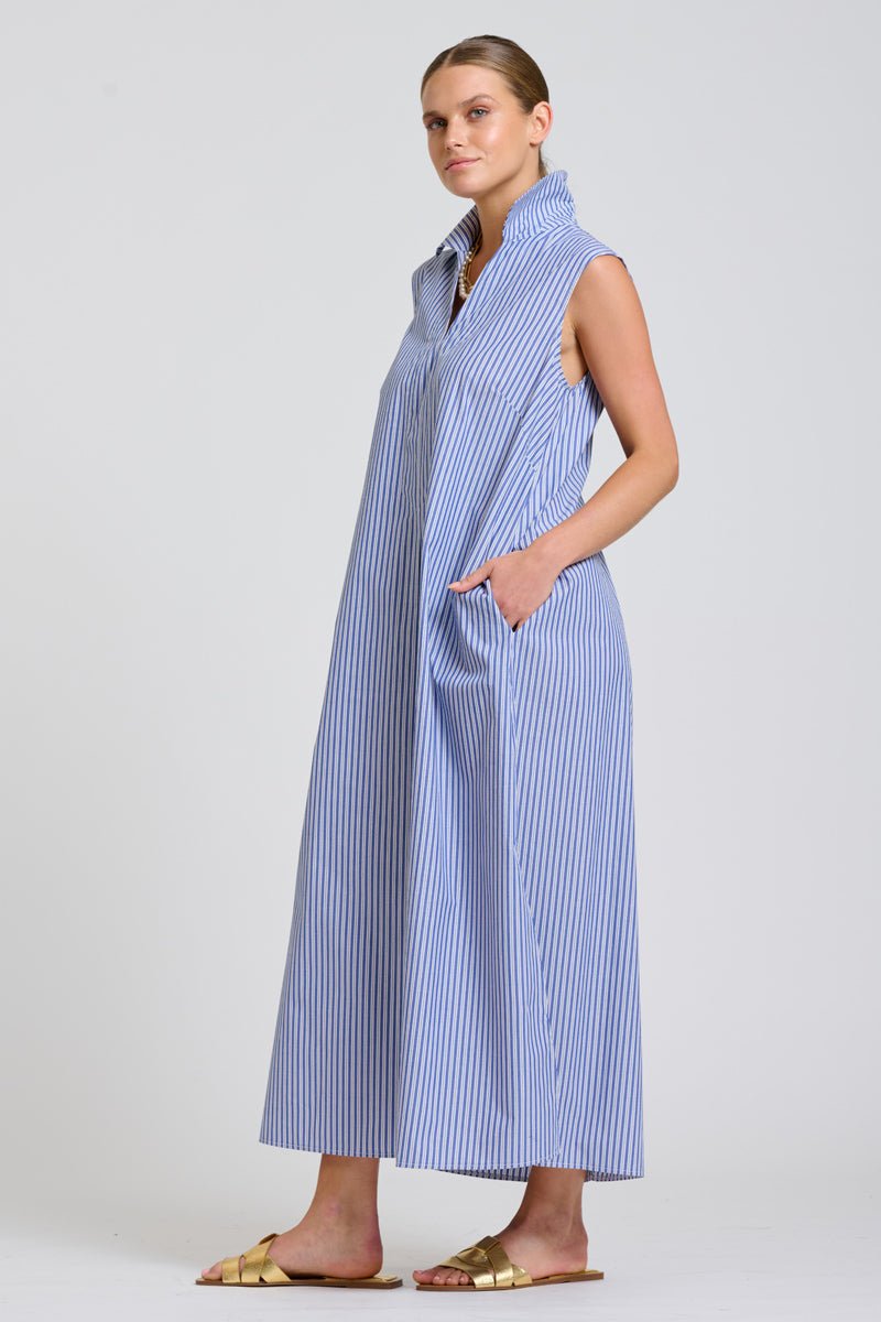 The Freya Shirt Dress - Navy Stripe Shirty