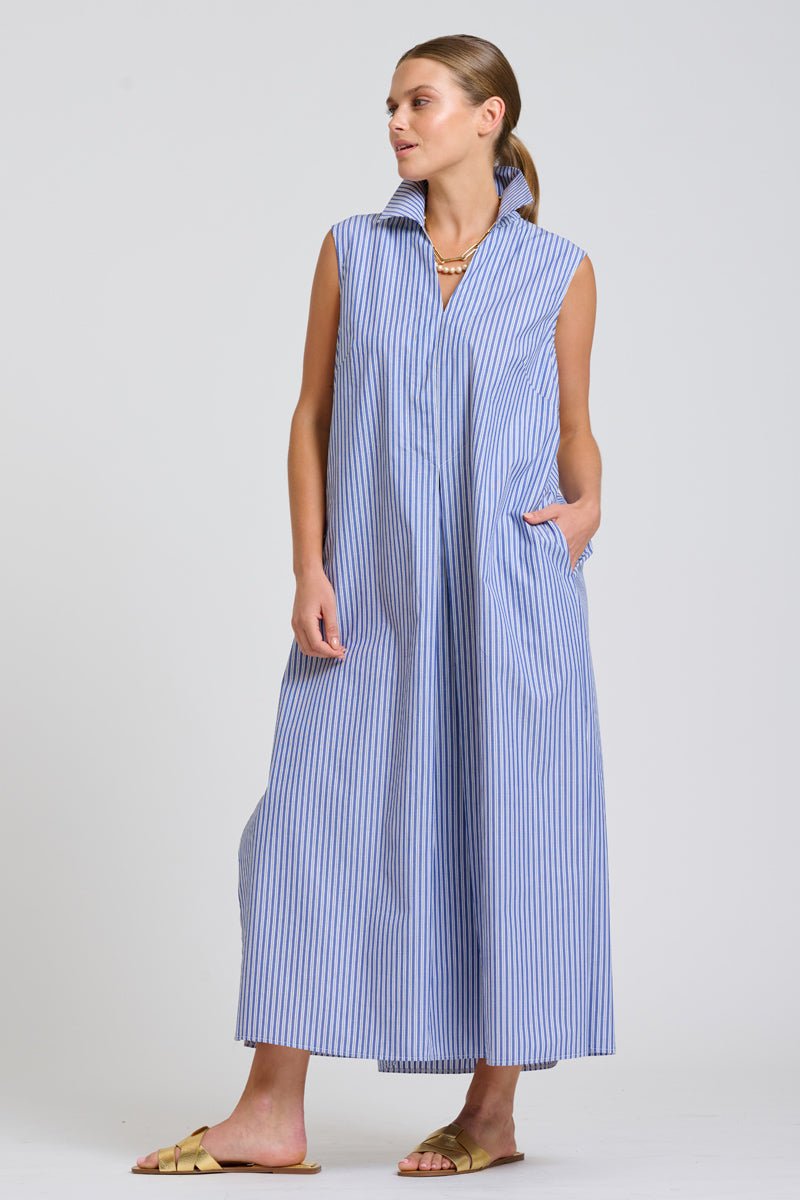 The Freya Shirt Dress - Navy Stripe Shirty