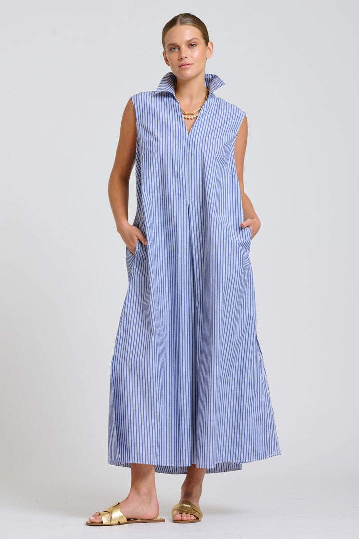 The Freya Shirt Dress - Navy Stripe Shirty