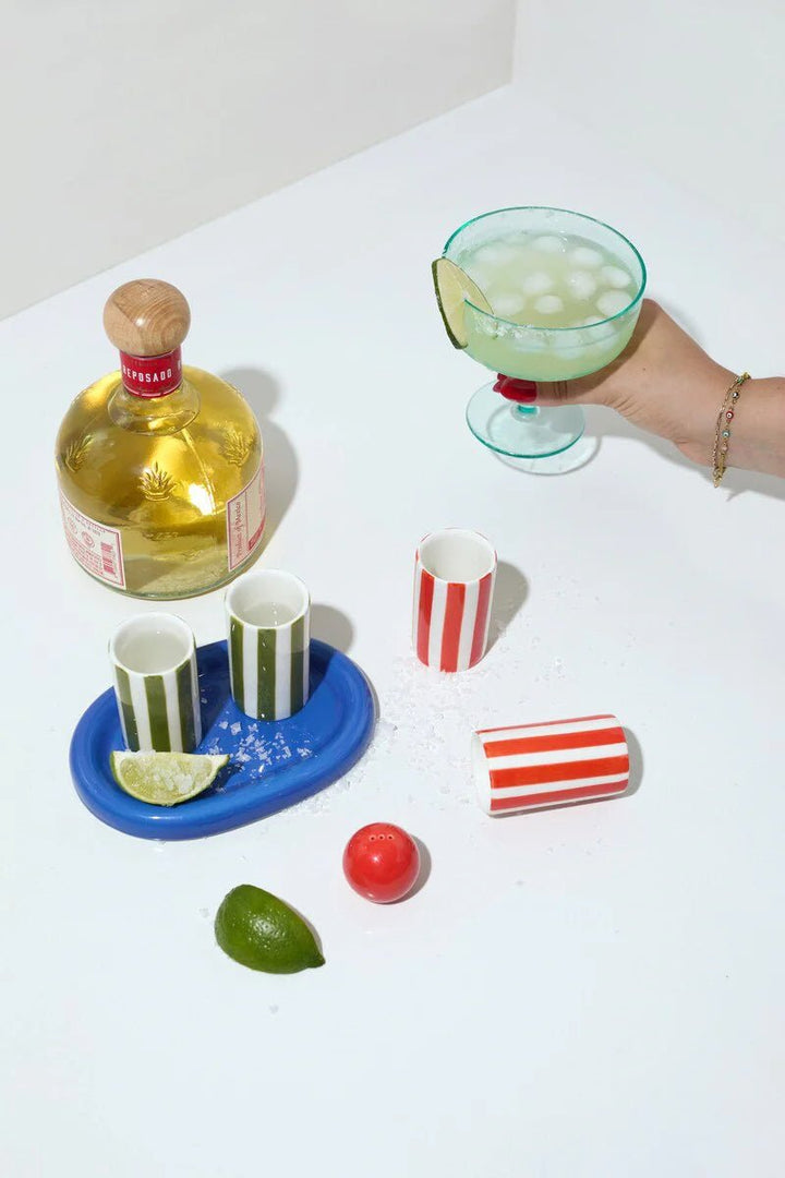 Lily Mae Ceramic Tequila Shot Glass Set Cobalt /Olive home Here&