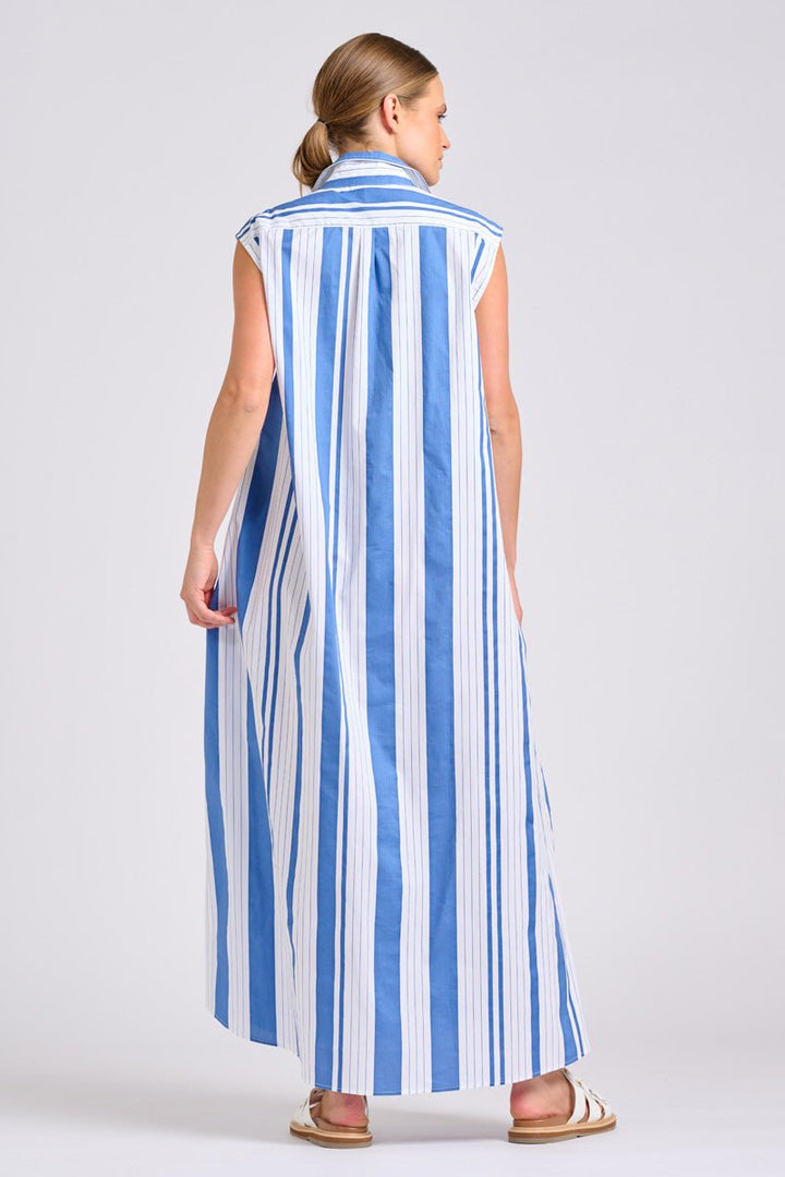 The Sabine Dress - Azure Retro Stripe Shirty