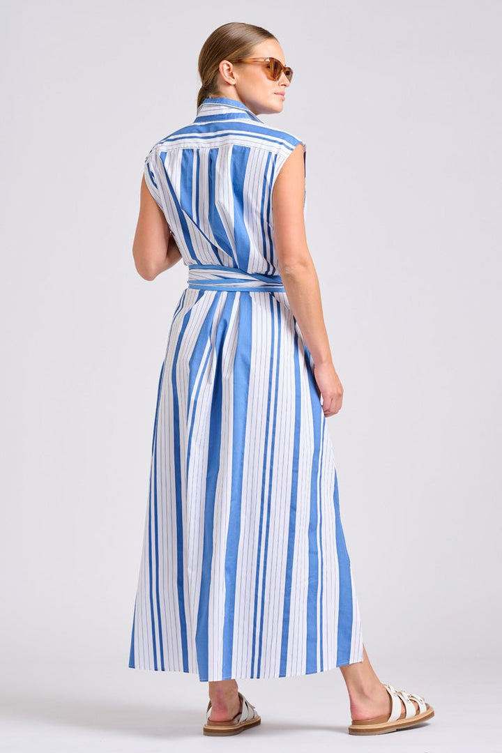 The Sabine Dress - Azure Retro Stripe Shirty