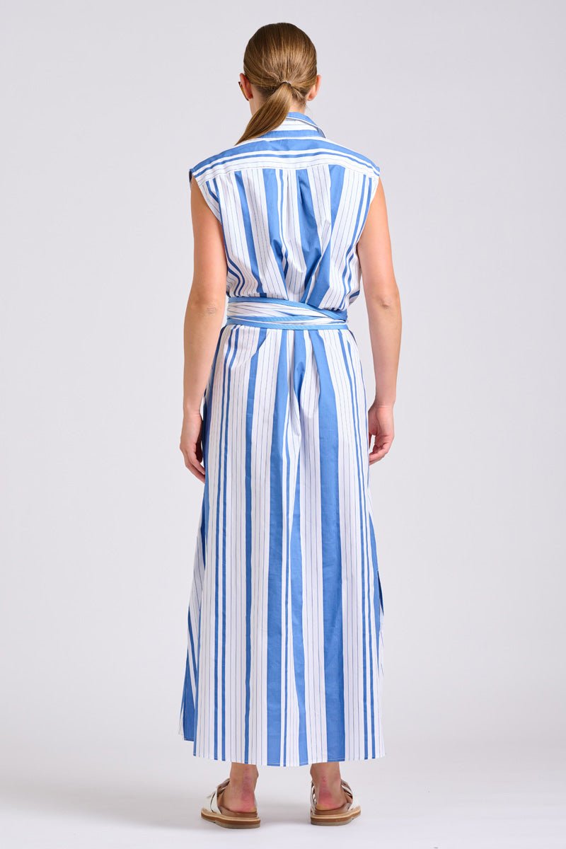 The Sabine Dress - Azure Retro Stripe Shirty