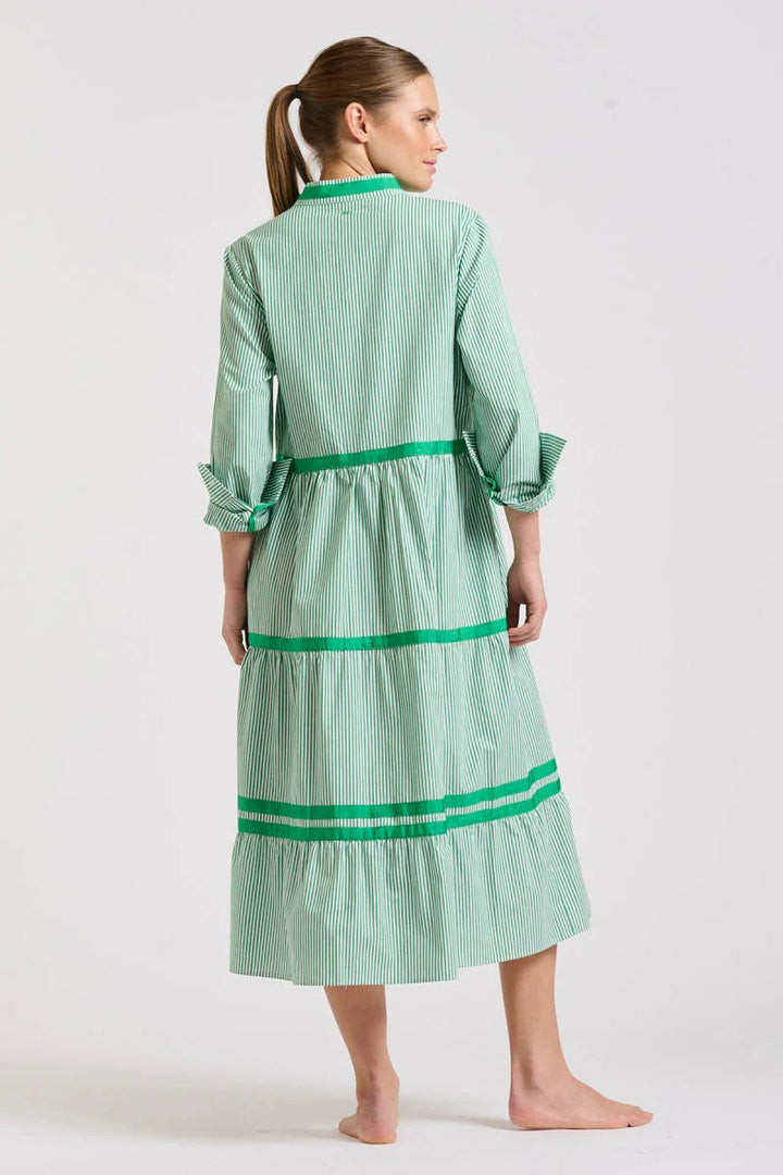 The Sandy Tiered Dress - Green Stripe Dresses Shirty