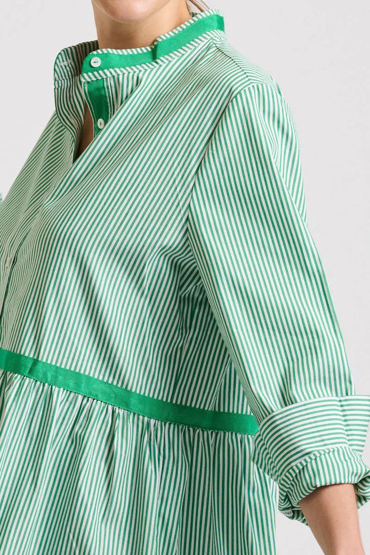 The Sandy Tiered Dress - Green Stripe Dresses Shirty