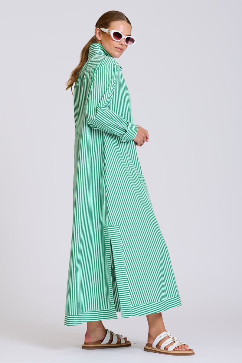 The Sybil Oversized Dress - Bright Green Stripe Shirty